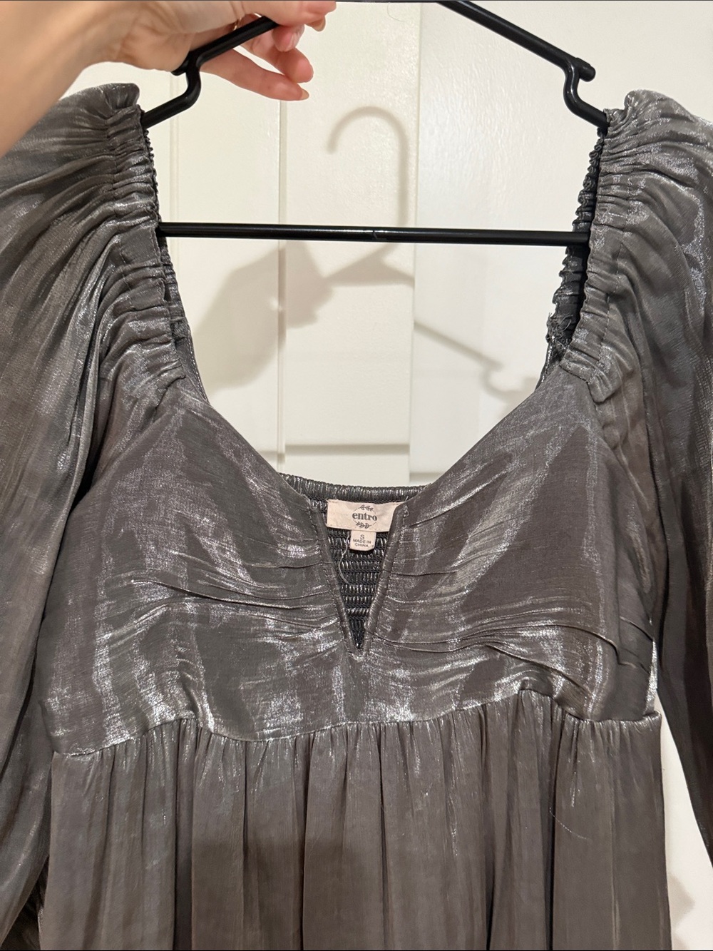 entro Metallic Slate Tiered V-Neck Mini Dress - Picture 5 of 5